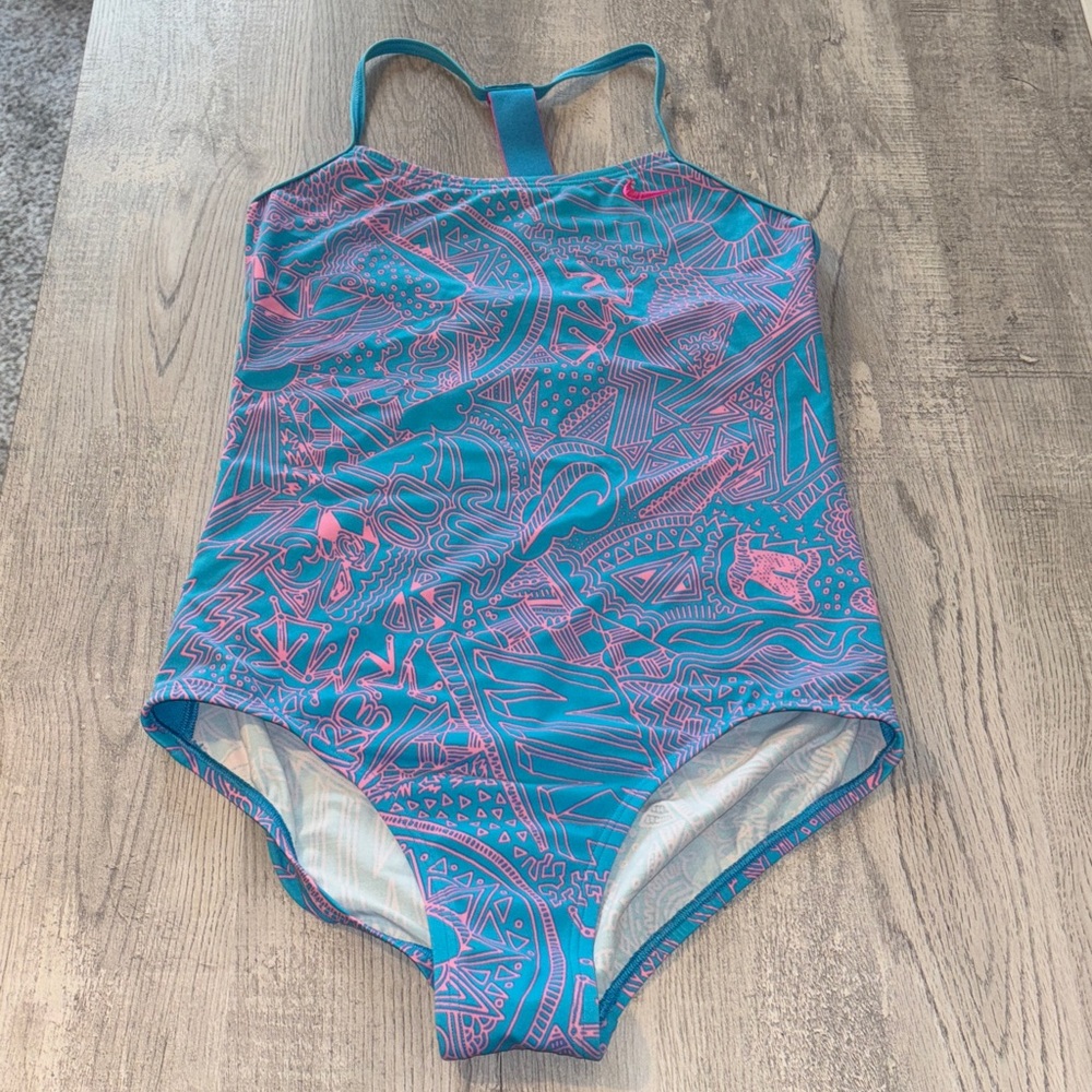 Nike Kids Swim One-Piece - blue and Pink